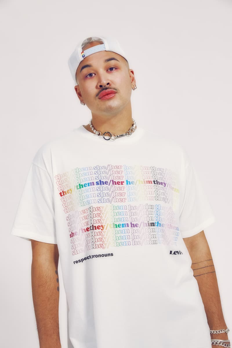 levis pride lgbtqia collection all pronouns love tee t shirt cap