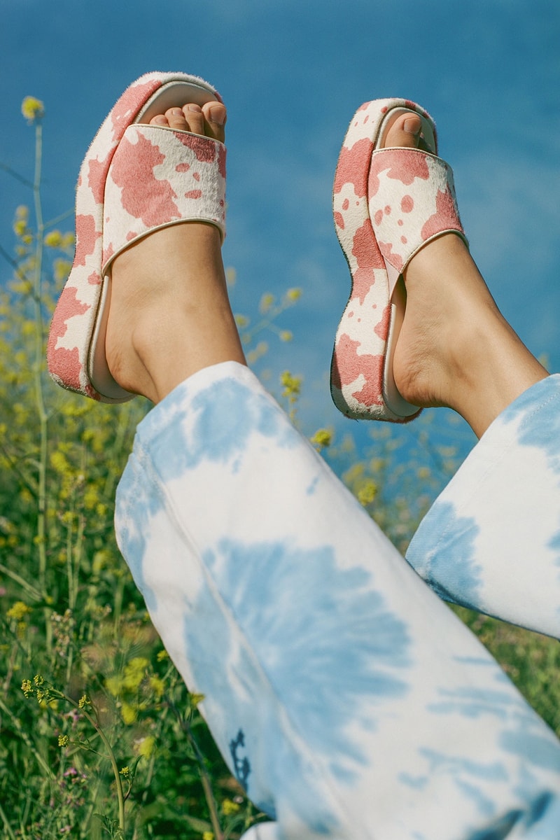 lisa says gah dakota flatform platform sandals pink cow print tie dye pants