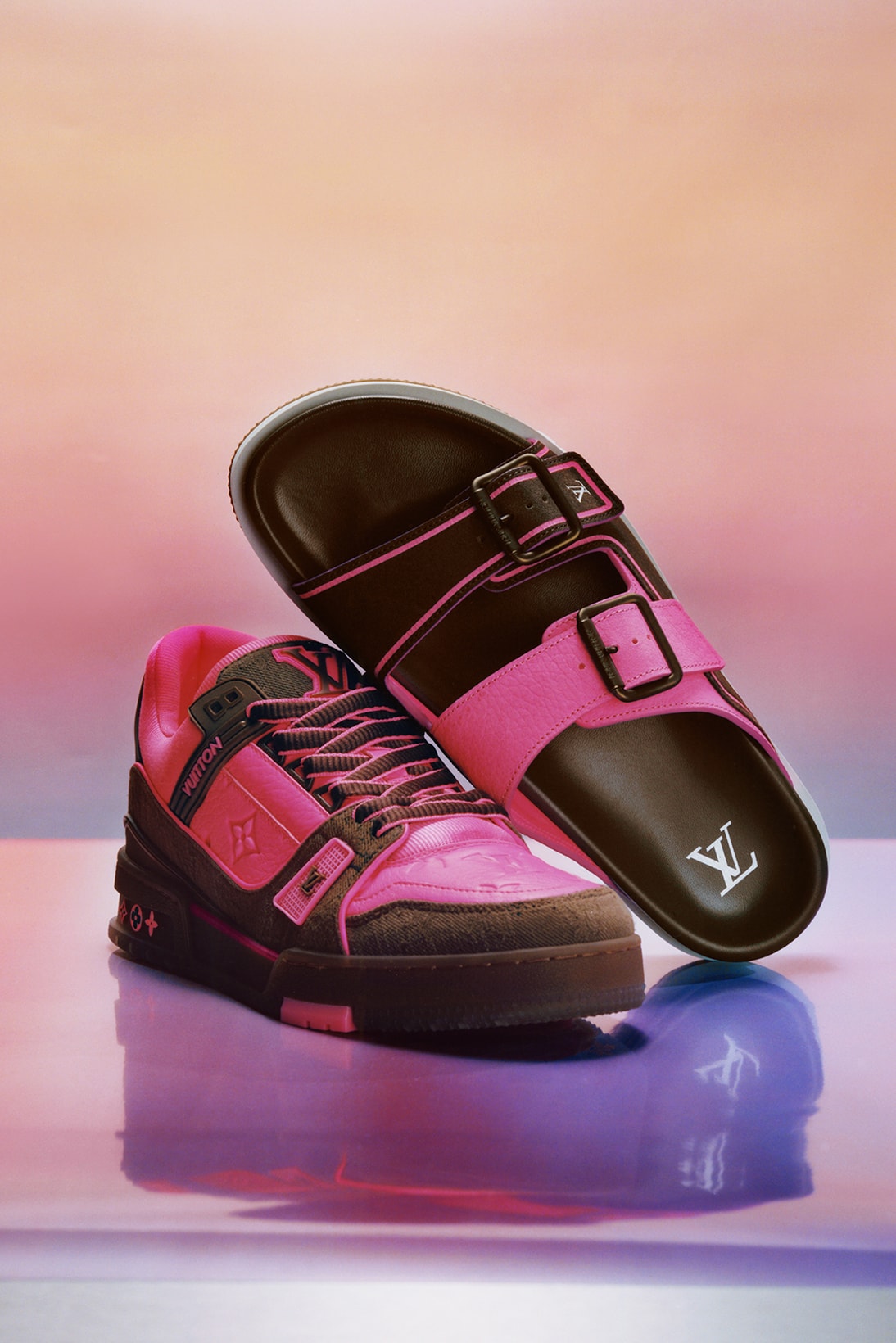 louis vuitton lv trainers sneakers sandals footwear virgil abloh pink