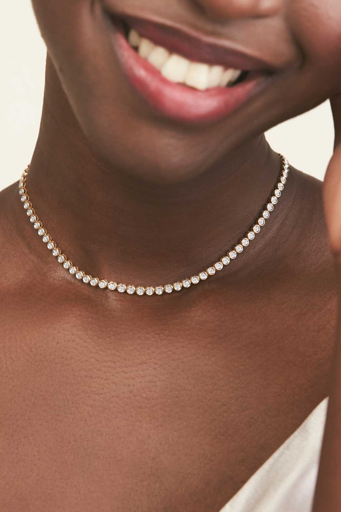 Mejuri Micro-Pavé Diamond Rivière Bridal Jewelry Collection Necklace