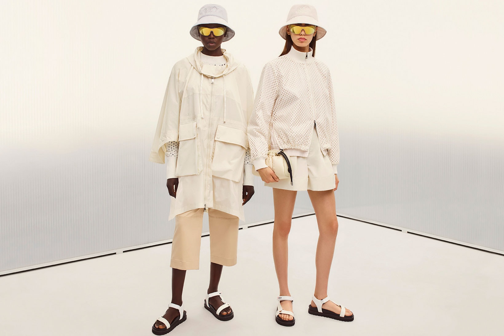 moncler womenswer the freshener ss21 spring summer 2021 collection ivory white bucket hats