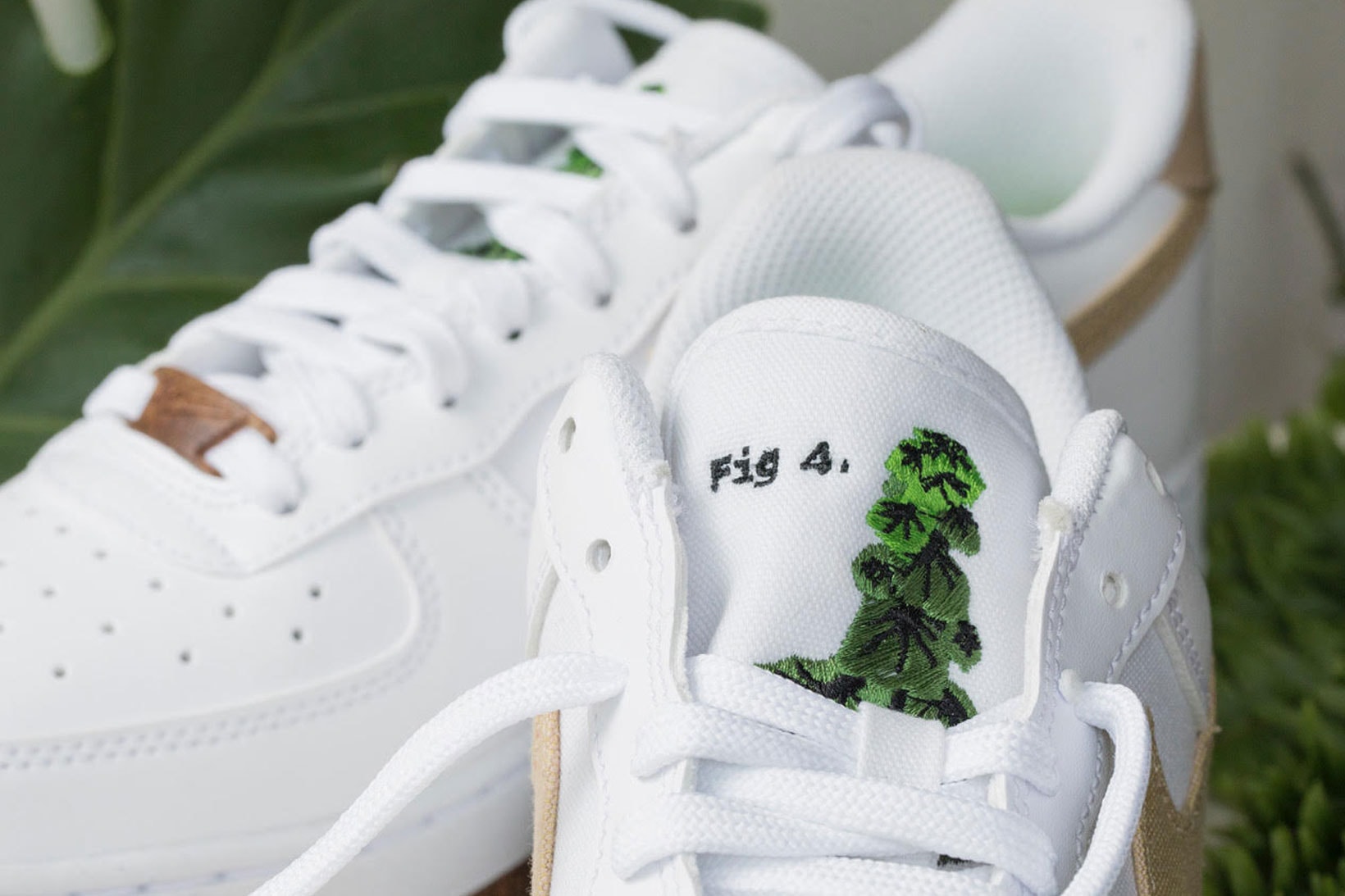 nike air force 1 af1 himalayan rhubarb plant dye sustainable sneakers details tongue tag tree embroidery
