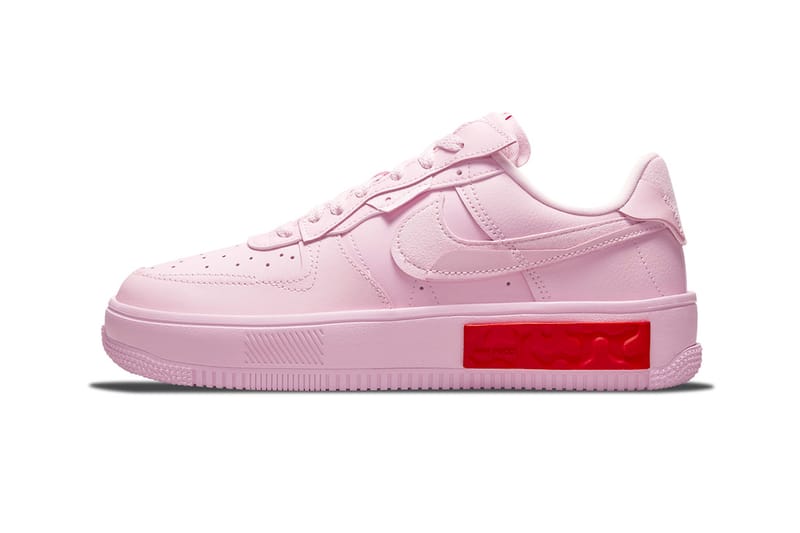 pink red and white air force 1