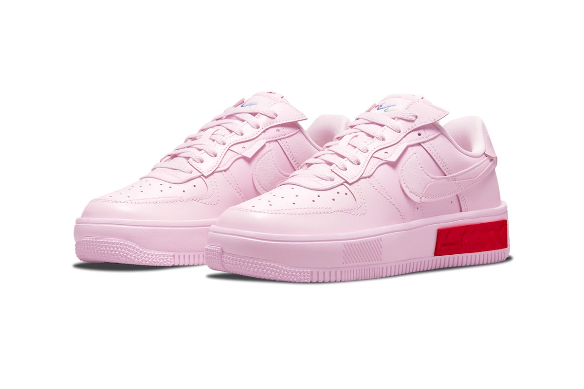 nike air force 1 af1 pink fontanka pastel front toe shoelaces red