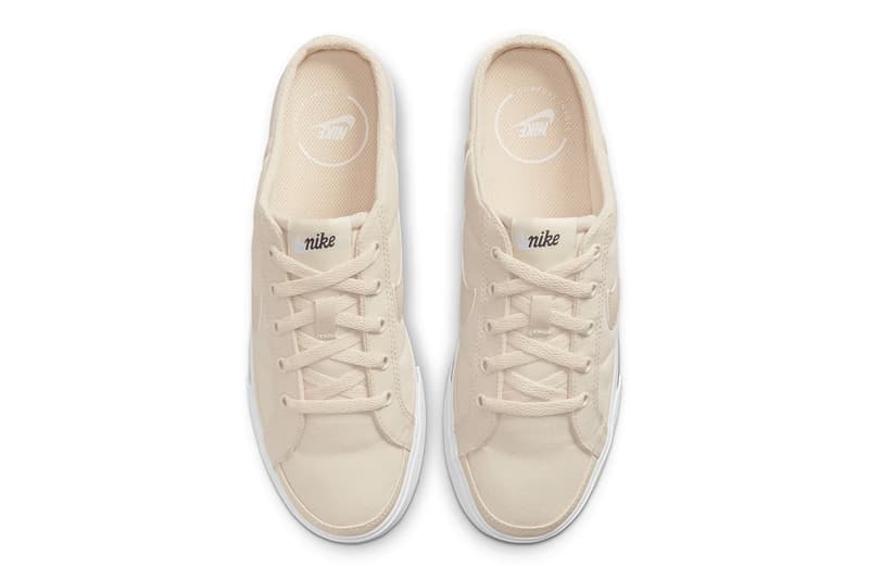 nike court legacy mule pearl white beige top upper shoelaces footbed tongue