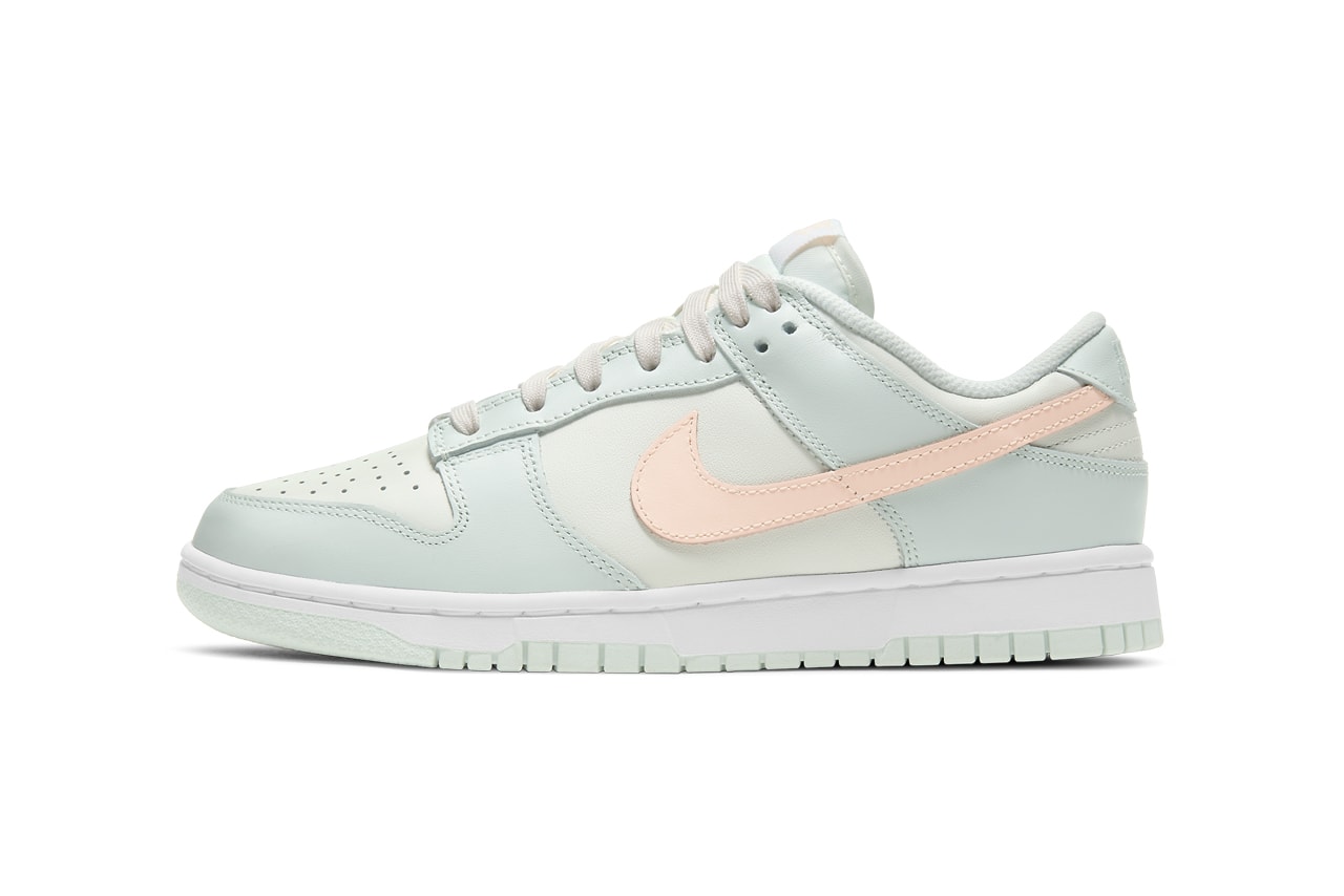 nike dunk low barely green pastel womens sneakers laterals details