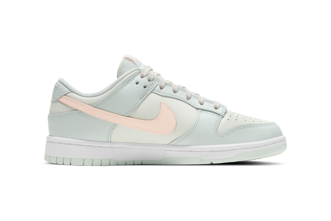 nike dunk low barely green pastel womens sneakers medials sides details