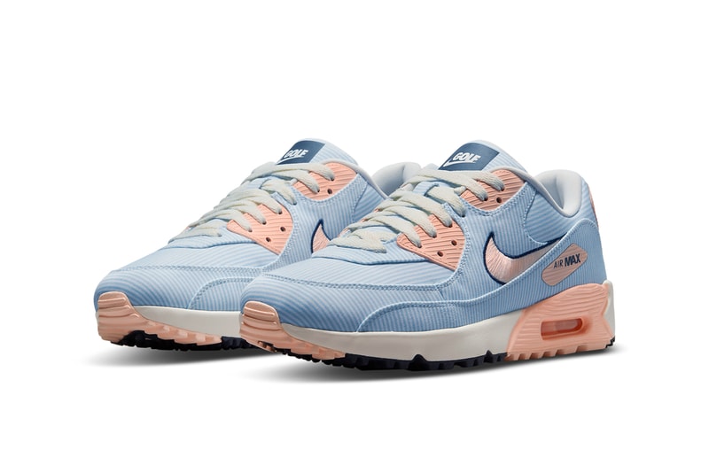 nike golf air max 90 am90 blue coral pastel front toe swooshes