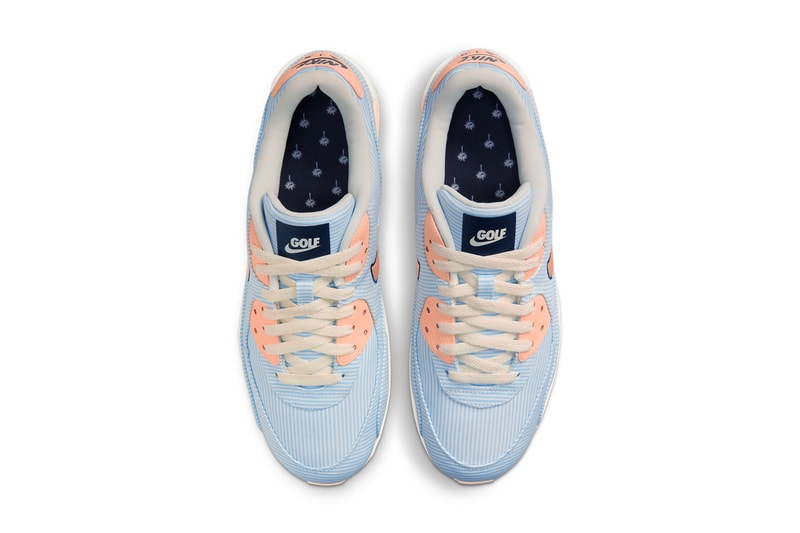 nike golf air max 90 am90 blue coral pastel top upper shoelaces tongue
