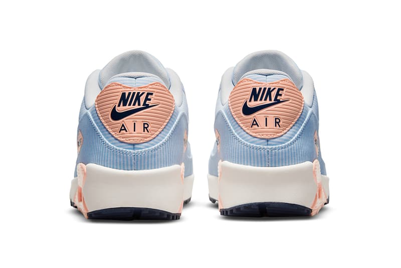 nike golf air max 90 am90 blue coral pastel heel tab rear back