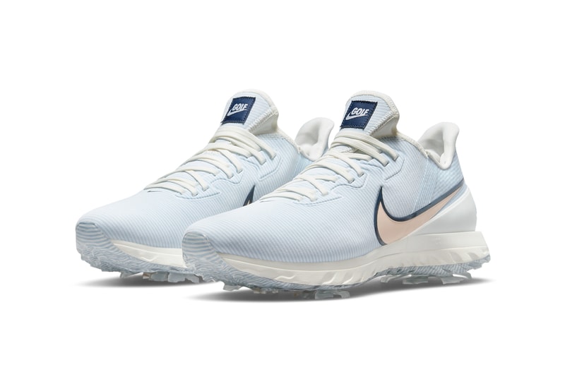nike golf air zoom infinity tour shoes blue coral pastel front toe upper