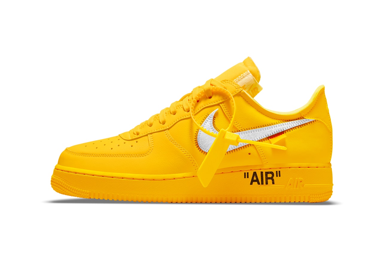 nike off white air force 1 af1 university gold yellow collaboration sneakers footwear shoes kicks lateral