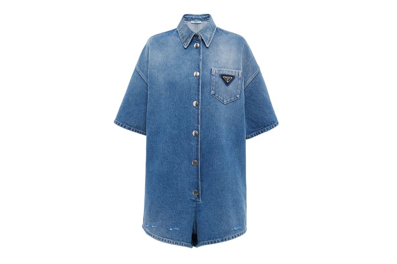 prada spring summer ss21 denim short sleeved shirt