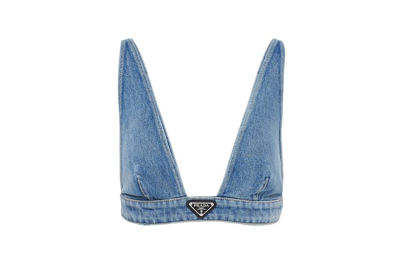 prada spring summer ss21 denim bra top