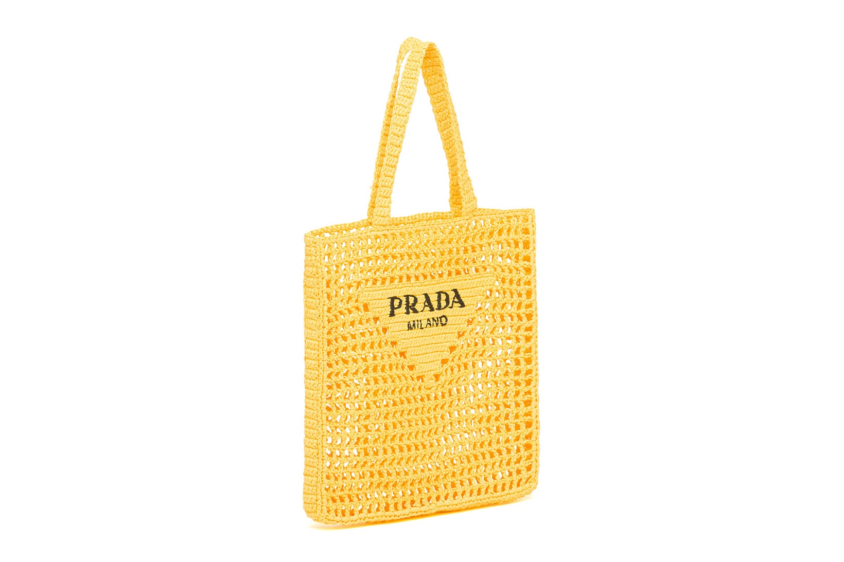 prada spring summer ss21 yellow crochet bag