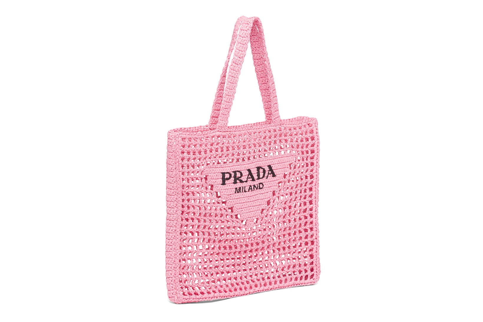 prada spring summer ss21 pink crochet handbag