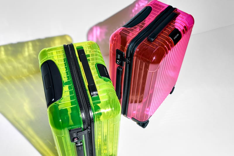 neon colored luggage