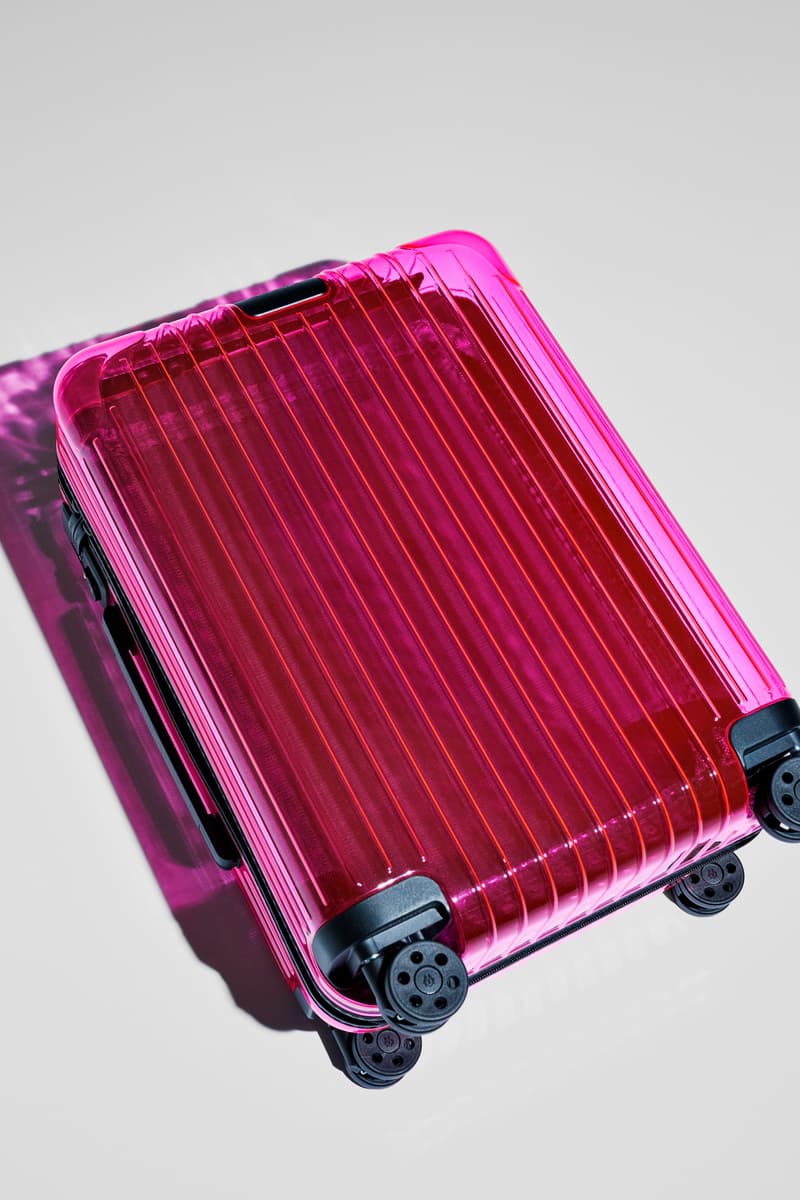 RIMOWA Releases New Neon Suitcase Range Pink Lime Transparent Travel Bags