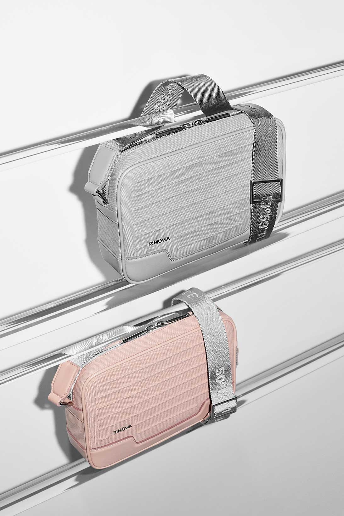 rimowa never still collection messenger pink silver
