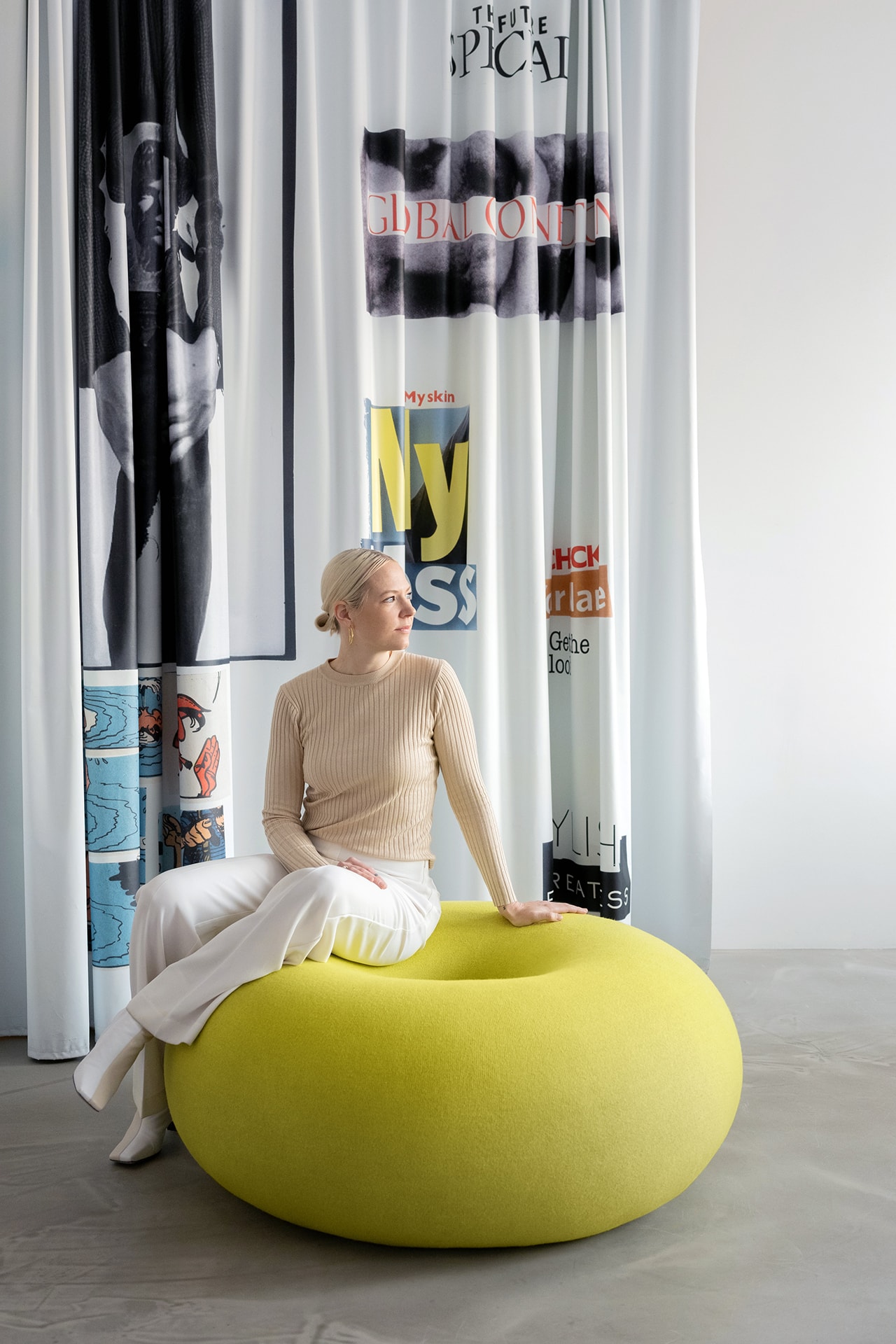 Sabine Marcelis Hem Donut Shaped The Boa Pouf Neon Yellow Furniture Design Netherlands Rotterdam Designer Stockholm Sweden Brand