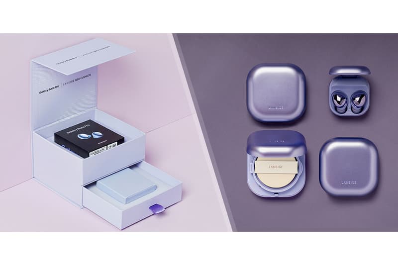 purple samsung galaxy buds pro laneige neo cushion foundation package set