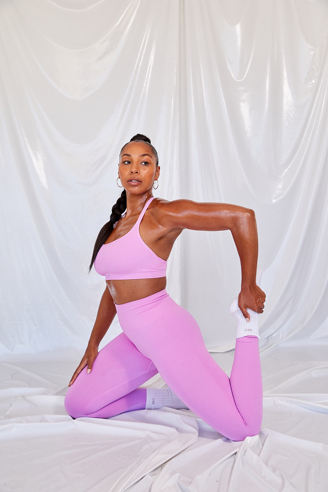 set active new colorways cereal activewear sports bra leggings pink