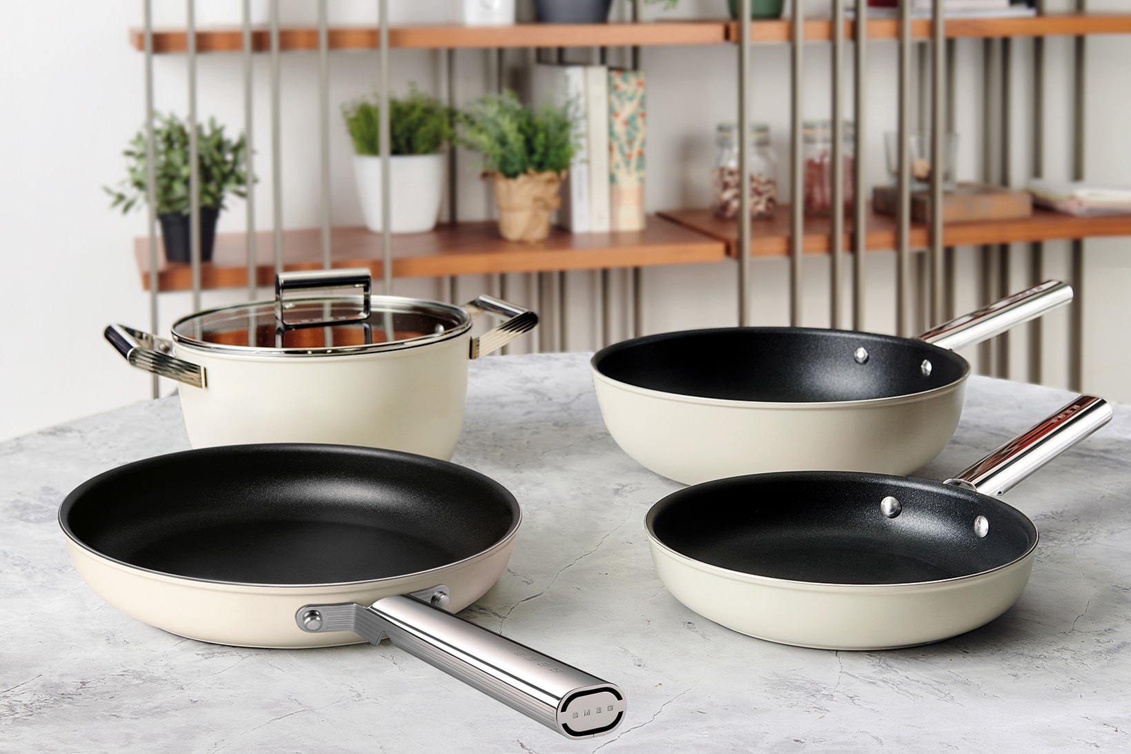 smeg cookware collection casserole dish frying pan wok kitchen appliances