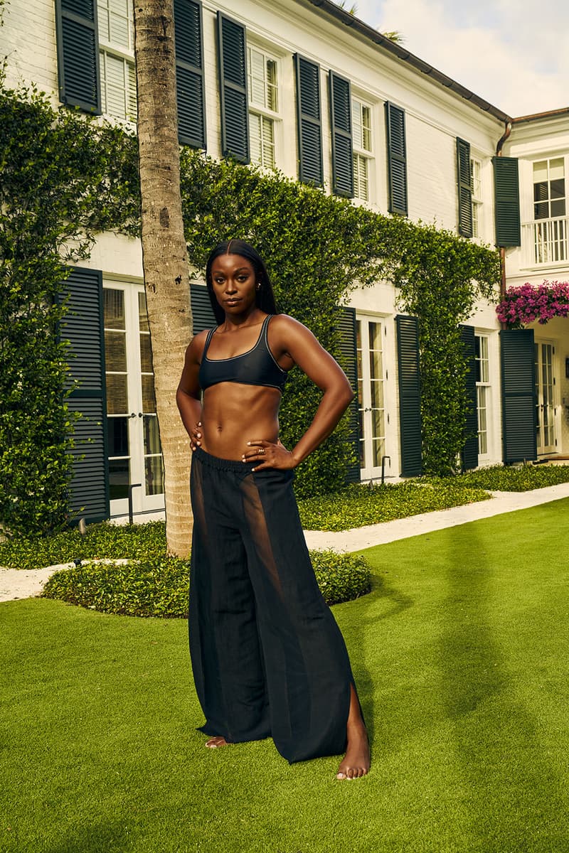 solid and striped sloane stephens tennis player black bikini cover up