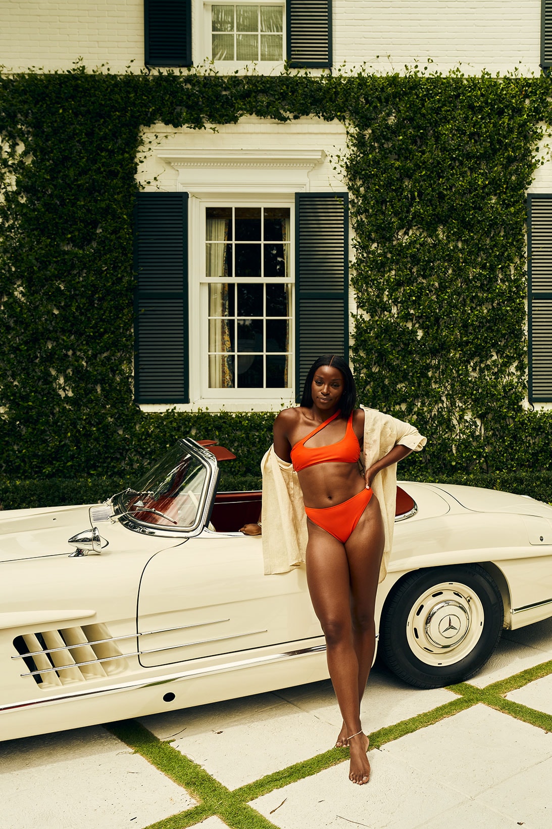 solid and striped sloane stephens tennis player bikini car swimsuit