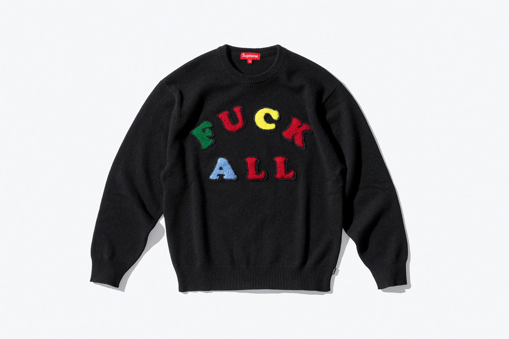 supreme jamie reid spring 2021 collection sweater black fuck all