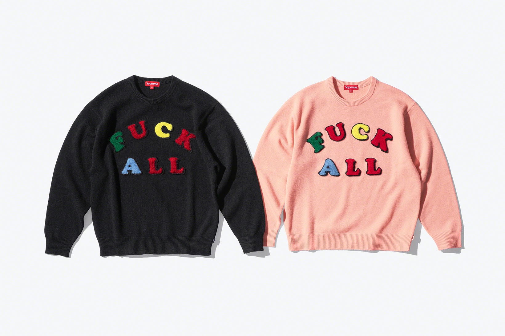 supreme jamie reid spring 2021 collection sweater black pink fuck all
