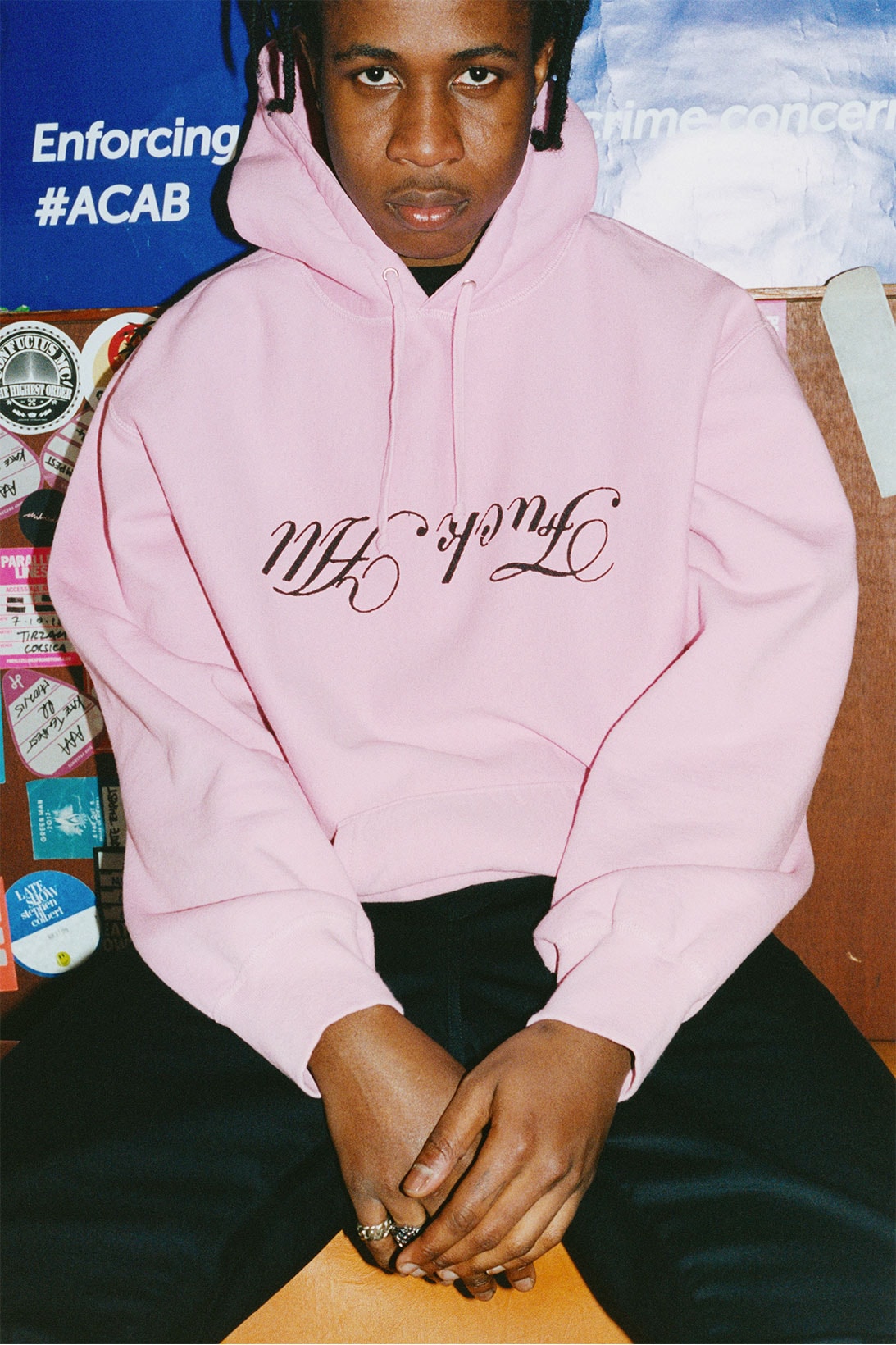 supreme jamie reid spring 2021 collection pink hoodie lettering