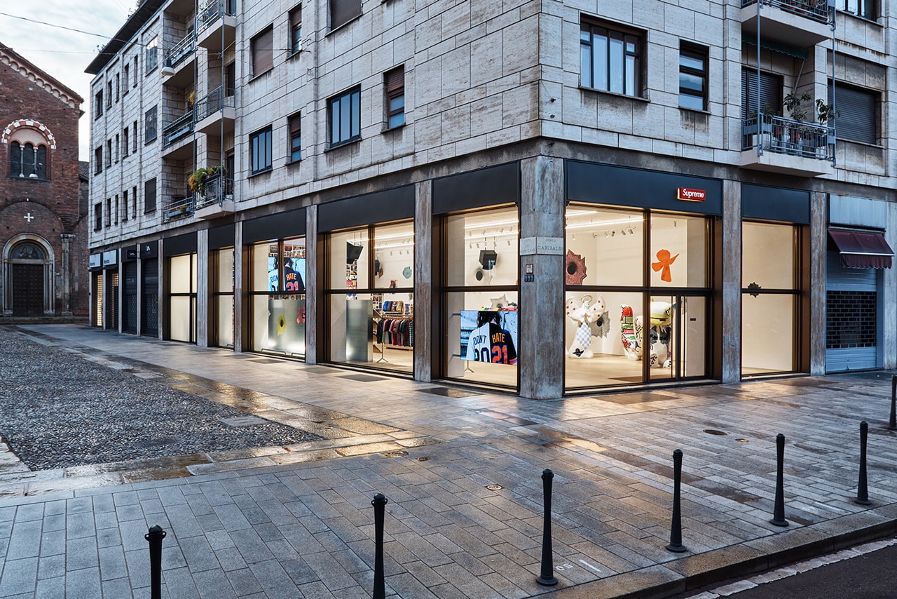 supreme milan italy flagship store exterior street details opening