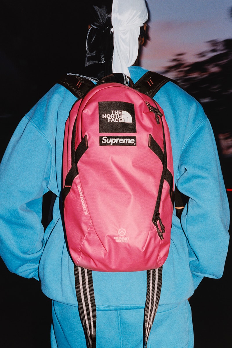 supreme the north face tnf spring 2021 collaboration sweatshirt backpack pink