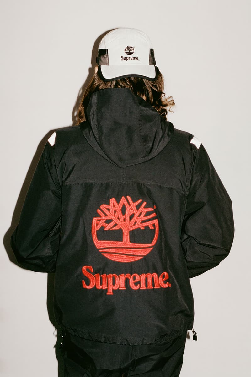 supreme timberland spring collaboration collection black anorak back logo