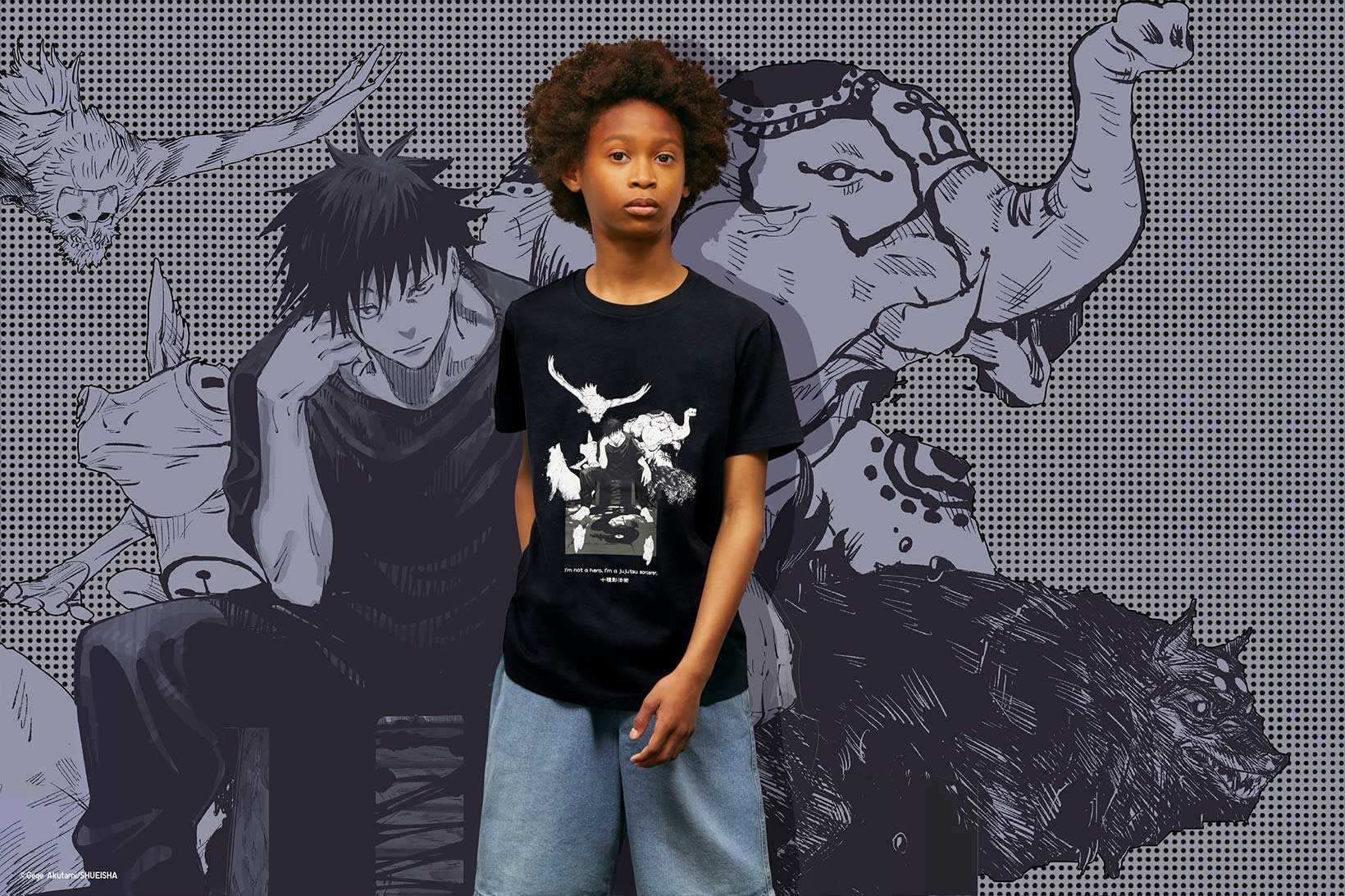 Jujutsu Kaisen UNIQLO UT T Shirts Tee Manga Collaboration Black Front Kids