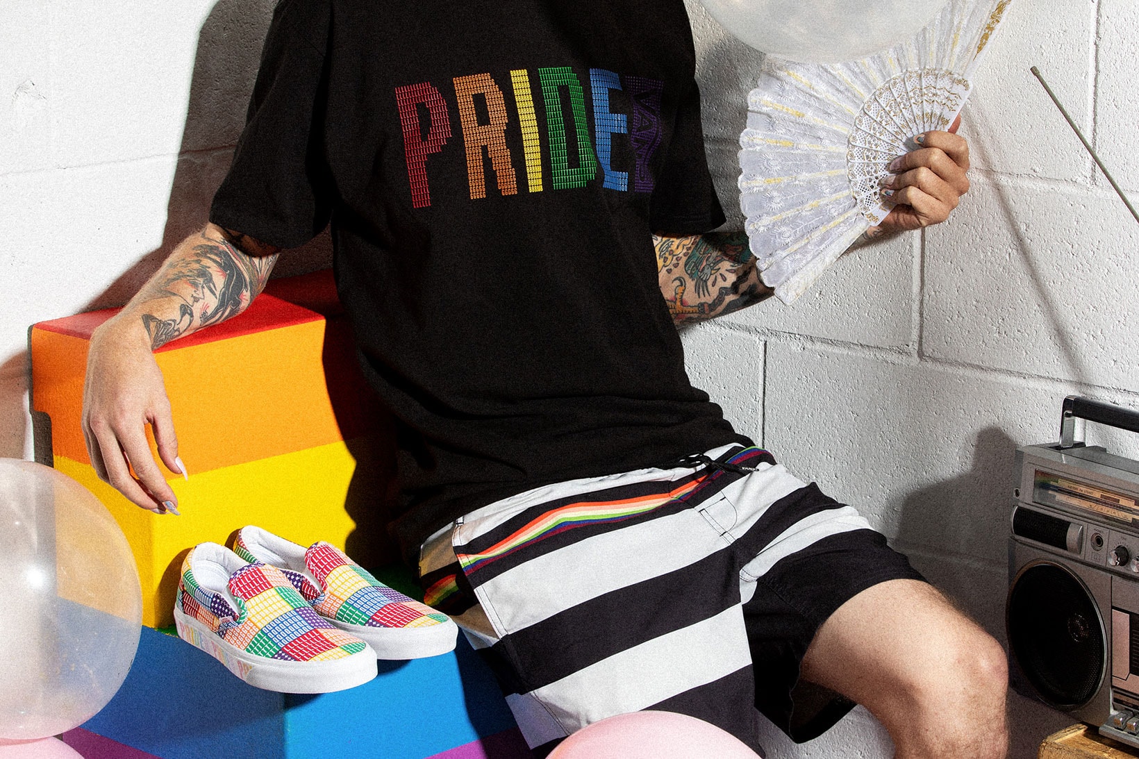 vans pride month 2021 collection slip on t shirt shorts