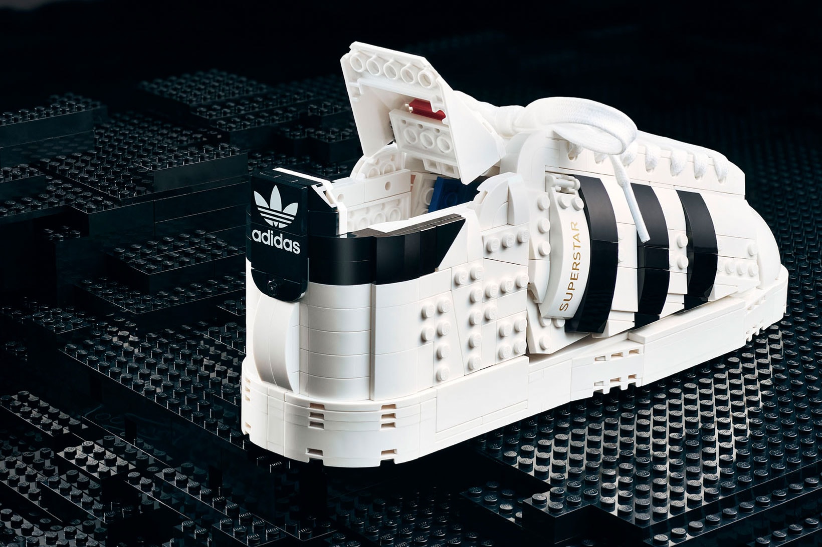 adidas originals lego superstar sneakers collaboration 10282 model blocks details
