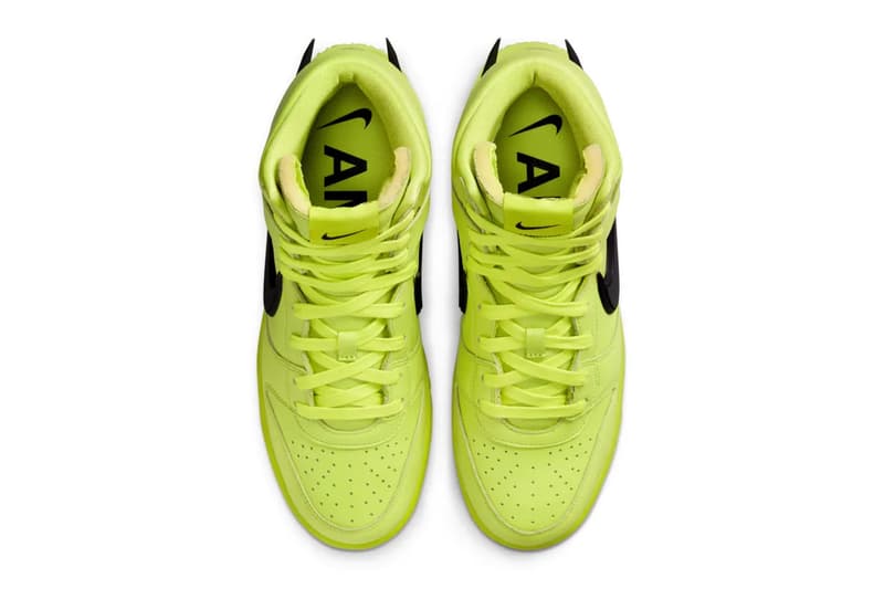 ambush nike dunk high flash lime official look upper shoelaces