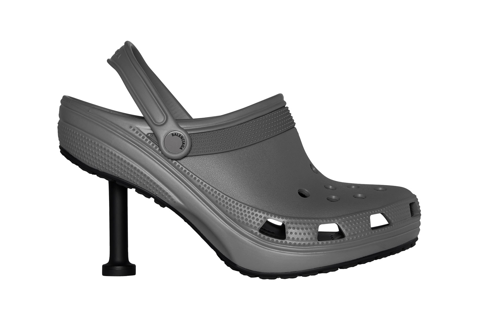 balenciaga crocs spring 2022 collaboration stiletto heels clogs gray