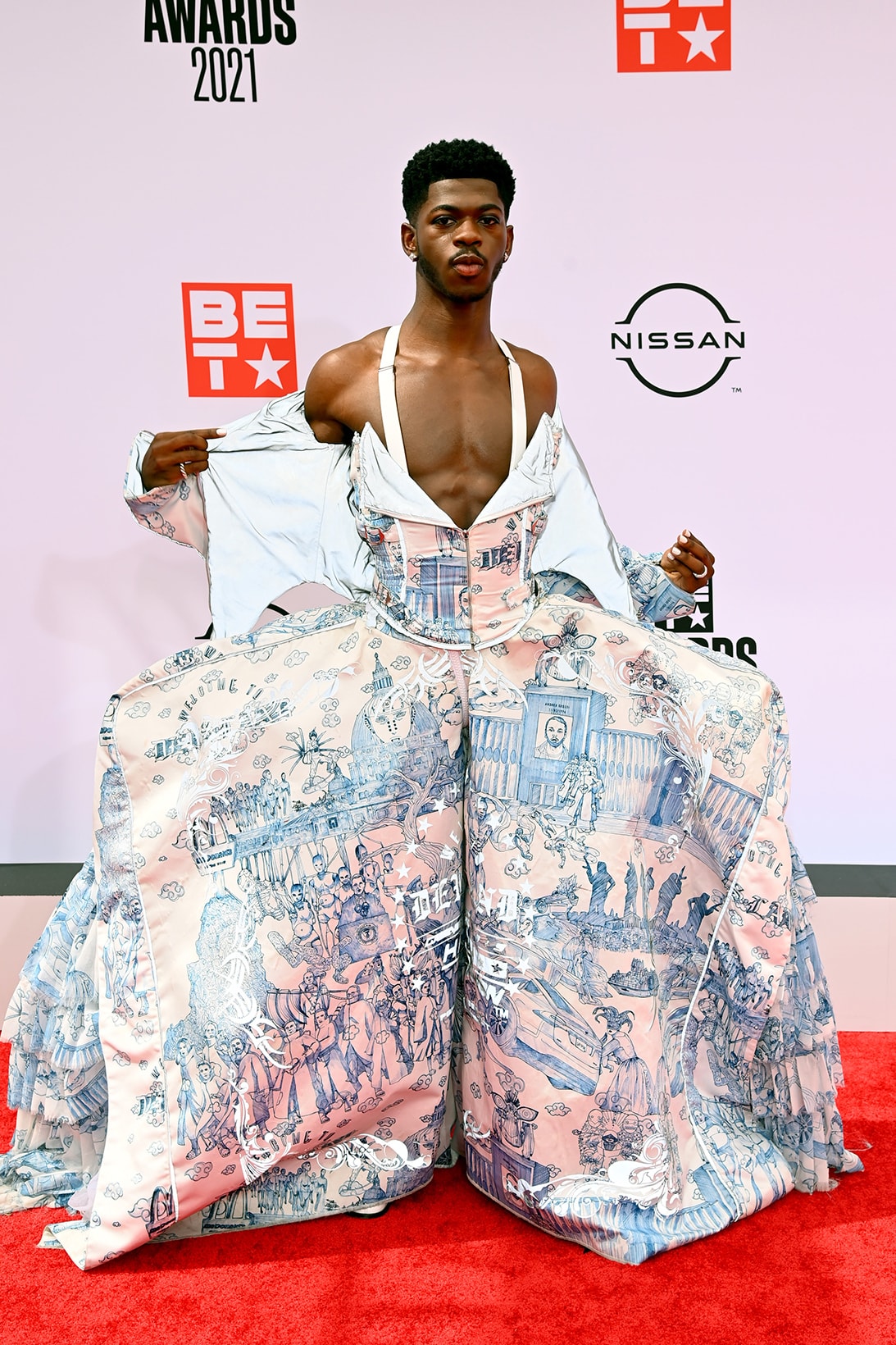 lil nas x gown blue white bet awards