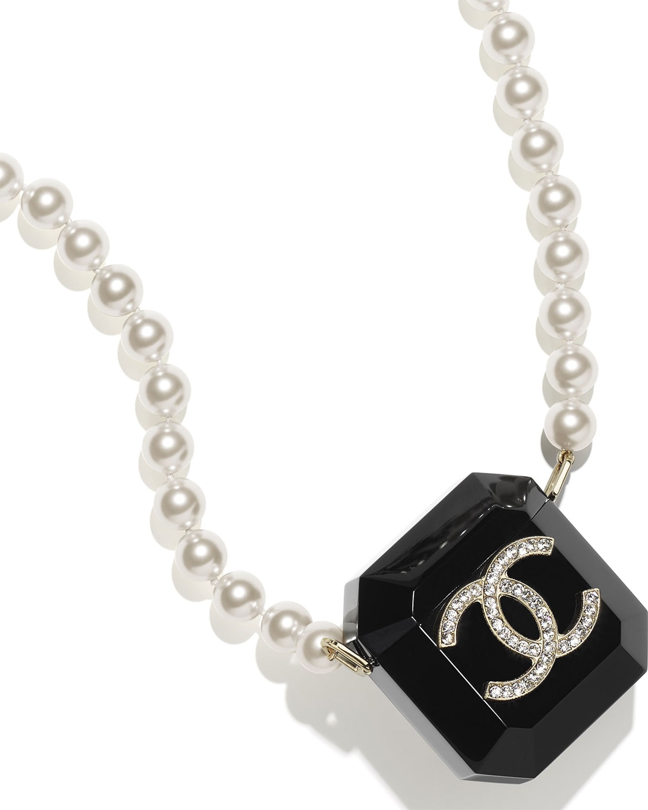 chanel apple airpods cases black necklace pearls crystals