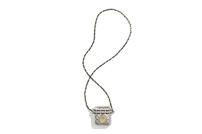 chanel apple airpods cases metal silver chain