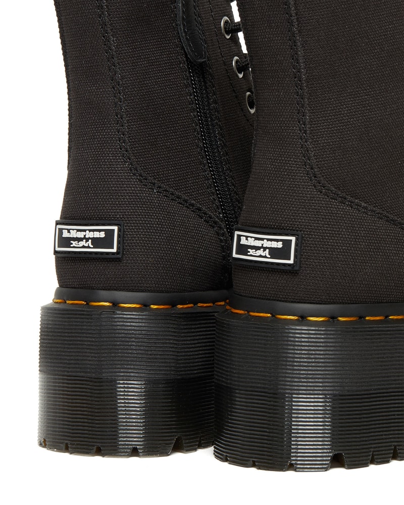 dr martens x-girl collaboration jadon max boots back heel label logo