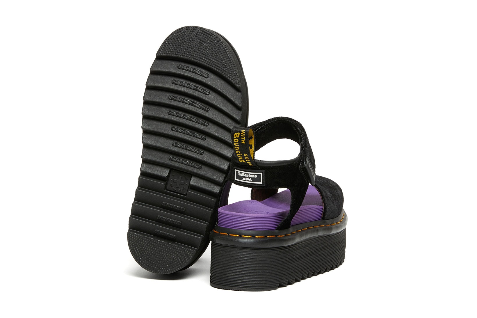 dr martens x-girl collaboration strap sandals platform outsole details