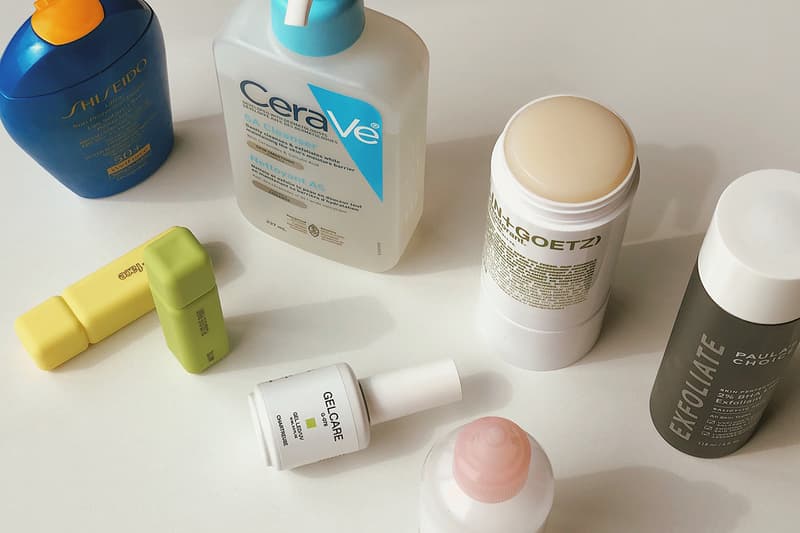 Cerave SA Cleanser Shiseido Sunscreen SPF 50+ Malin Goetz Deodorant Paula's Choice Exfoliator Gelcare Nail Polish Glossier About Face Skincare Makeup Beauty Products