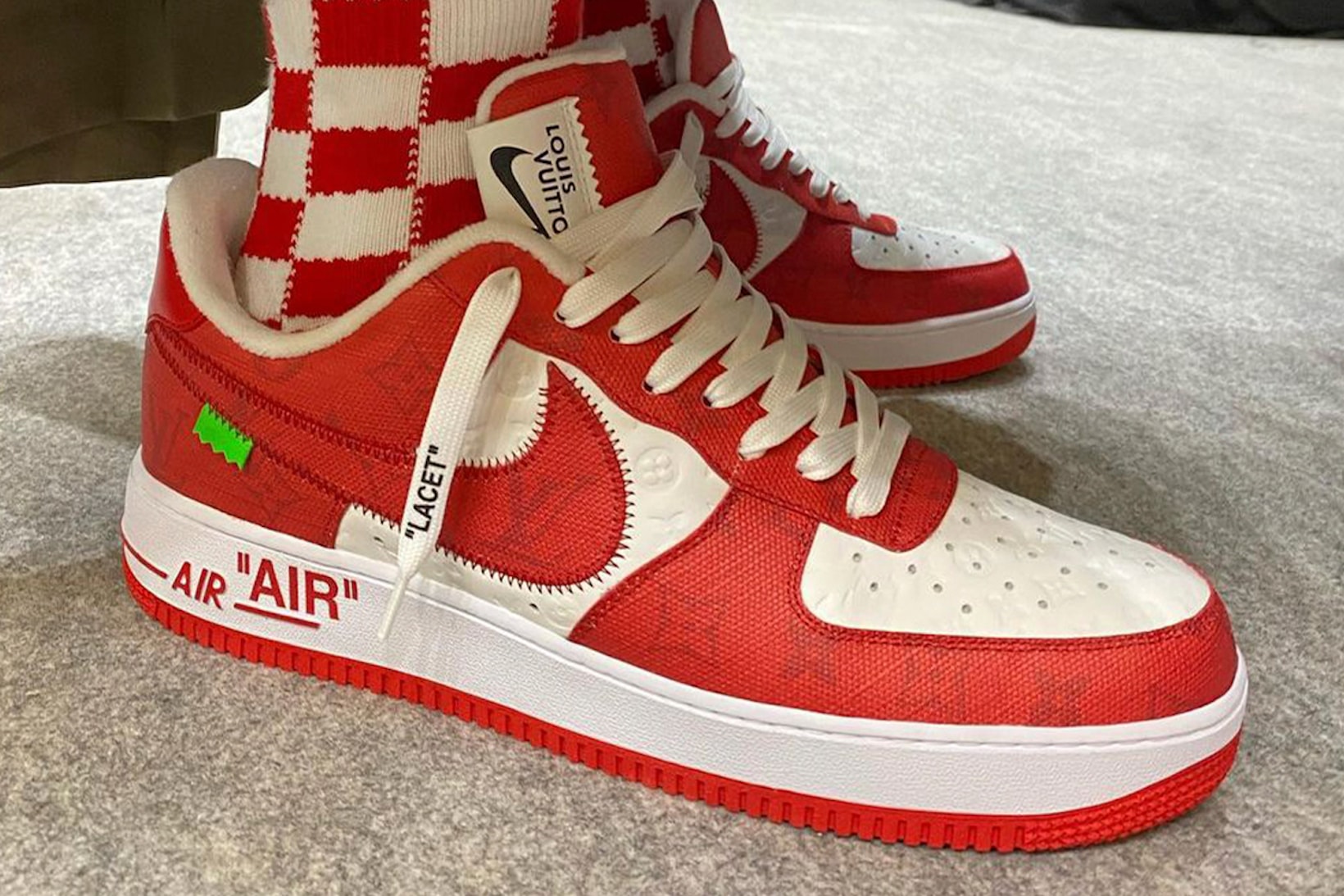 Louis Vuitton x Nike Air Force 1 Low Red | Size 6, Sneaker in Red/White