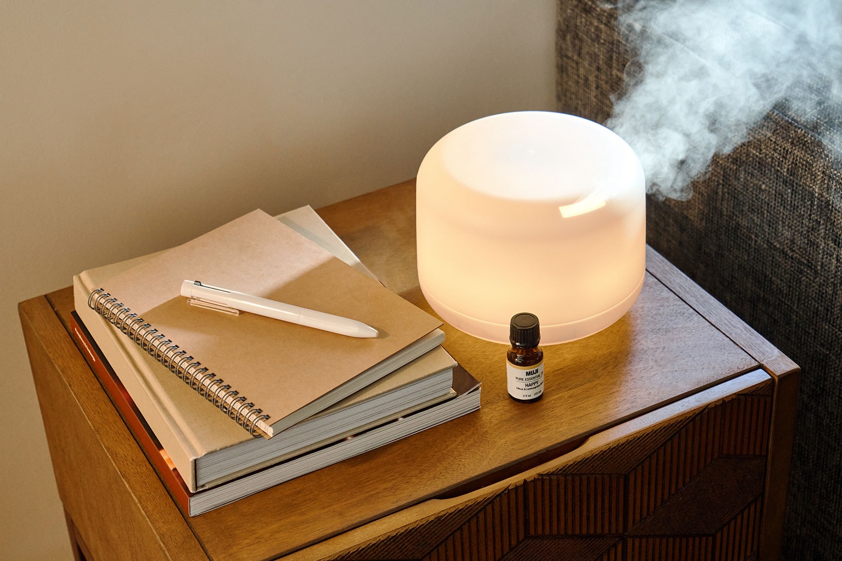muji airbnb host essentials home bedside table diffuser