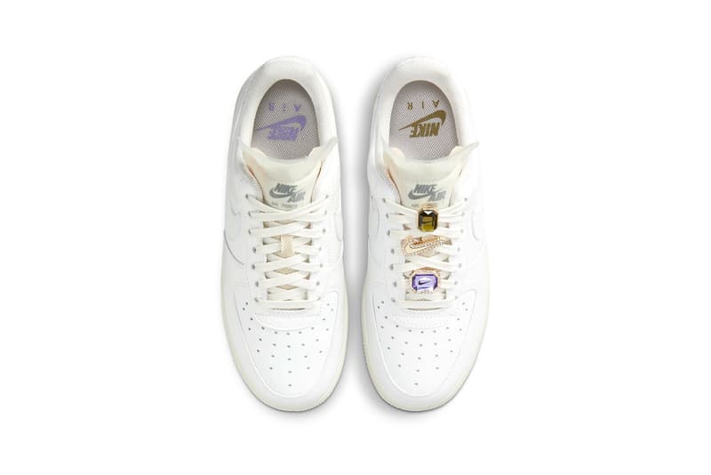 Nike Womens Air Force 1 AF1 Bling White Jewels Footwear Kicks Shoes Sneakerhead Top Aerial View Insole