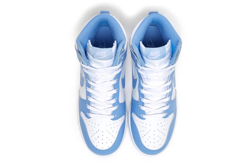 nike dunk high university blue pastel white upper shoelaces details